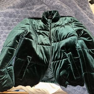 Forever 21 - Men's - Green Velour Puffer Jacket